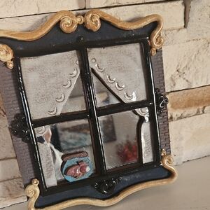Artisan Crafted Ceramic Frame with Mirror. Heavy Piece with hanger.